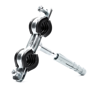 Obejma metalowa podwójna z wkładką tłumiącą EPDM - komplet/ FIXM-PZG